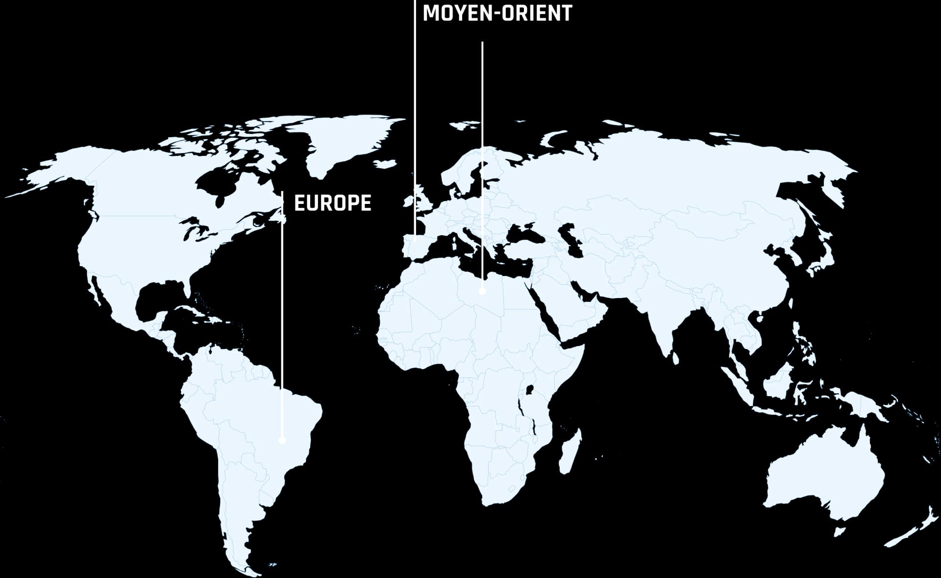 World Map showing regions of operation